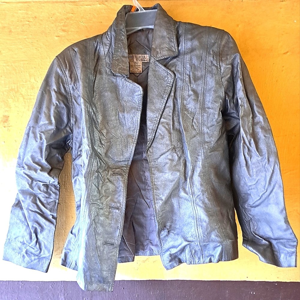 Women's size 14 Dark Silver Vintage Leather Jacket
